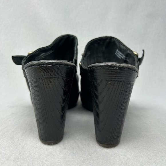 Born Womens Clogs Black Leather Size 9/40.5  Mules Slip On Buckle - Picture 8 of 12